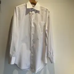 【BARNYS NEWYORK 】ワイシャツ　白地にぴ淡いピンクストライプXL