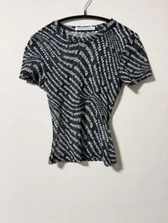 alexanderwang 半袖Tシャツ メッシュロゴ　XS ブラック/ホワイト