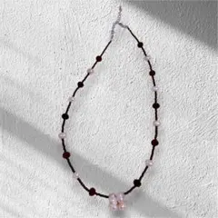 【美品】淡水パール×ボルドービーズ お花モチーフ ネックレス アンティーク調