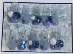 ワンホンネイル　ネイルチップセット　キラキラストーン　バラ　豪華ネイル