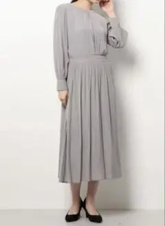 【美品】NATURAL BEAUTY BASIC 割繊ボックスタックワンピース