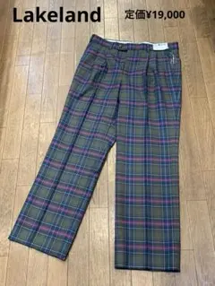 未使用タグ付 Lakeland ゴルフ チェック柄 パンツ ウエスト91cm