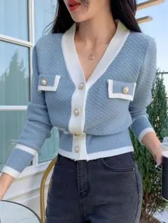 SHEIN DAZY バイカラーカーディガン Mサイズ