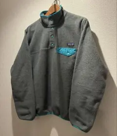 patagonia スナップT フリース M グレーxターコイズ パタゴニア