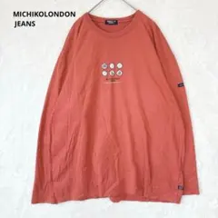 ミチコロンドンジーンズ／カットソー 長袖 3L 大きめ プリント 綿 オレンジのサムネイル