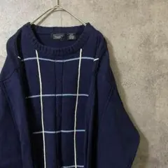 90S vintage 総柄ニット　セーター　メンズ　XL 古着　個性派　Y2