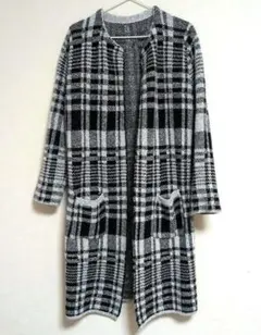 チェック柄　ロングカーディガン　М〜L
