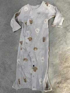 ジェラートピケ　わんちゃん　リブ編みロンパース 長袖