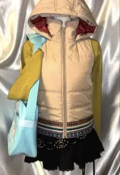 Y2K グランジ 中綿ダウンベスト フェアリー森ガール 平成ギャル 海外ガール