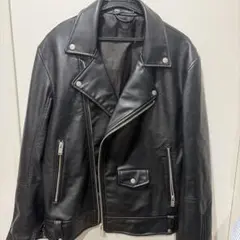ZARA ブラック フェイクレザーライダースジャケット M