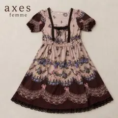 axes femme アクシーズ　薔薇柄 ワンピース レース リボン クラシカル