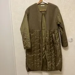 koti koti オリーブ色ロングコート フリース混合