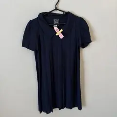 cynthia rowleネイビー　プリーツシフォン　ワンピース　カットソーのサムネイル