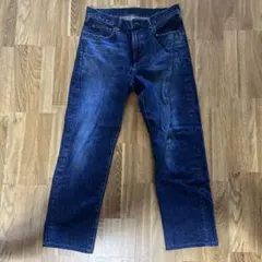 ダークブルー ストレートレッグ デニムパンツ