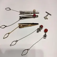 シンプル　ネクタイピン・カフスボタン 6点セット