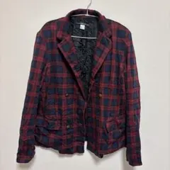 テーラードジャケット 【XL】レッド/紺 チェック ダブルボタン カジュアル