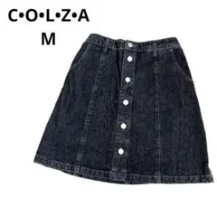 コルザ　デニムミニスカート ダークブラック　ボタンフロント　M ウエストゴム