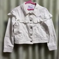 MEZZO PIANO フリル付きデニムジャケットのみ　ホワイト