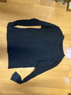 GU ワッフル長袖カットソー ブラック XL