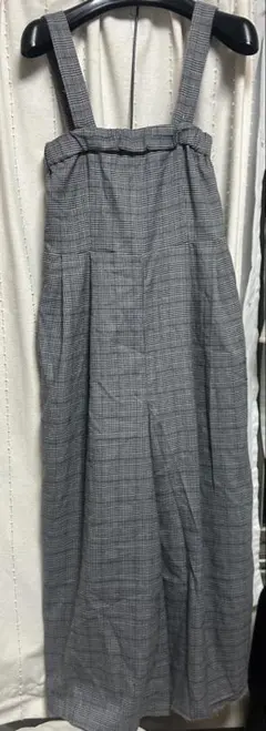グレー系チェック サロペット Mサイズ