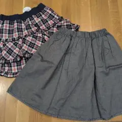 ☆新品　かわいいリバーシブルスカート＆チェック柄キュロット　150