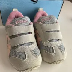 【美品】asics 15センチ　ライトグレー/ピンク