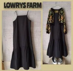 美品▼LOWRYS FARM☆キャミワンピース 黒 フリルヘム