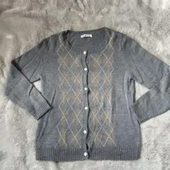 グレー アーガイル柄 カーディガン