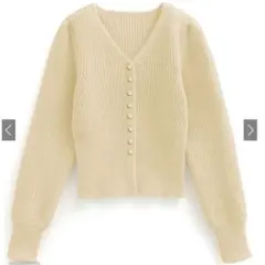 GRL Vネックリブニットカーディガン イエロー