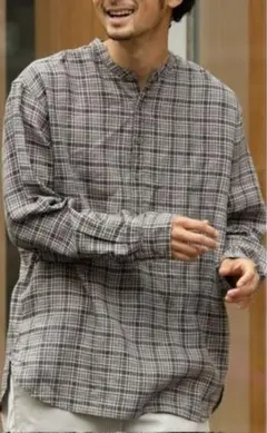 チャオパニックTYPYノーカラーチェックシャツ