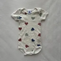 プチバトー　ハート柄ロンパース 12ヶ月