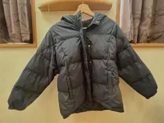 紺色フード付き 中綿ダウンコート