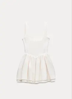 ZARA ギャザー バーレスク ワンピース ホワイト