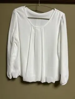 ホワイト Mサイズ 長袖ブラウス