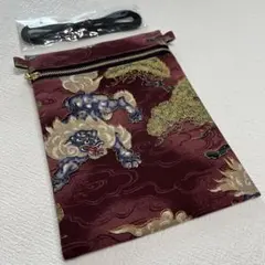 No.80 お祭りポシェット（金彩唐獅子）/ハンドメイド