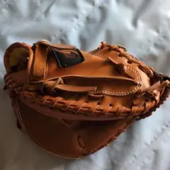 値下げ！即発送！レザー製オレンジキャチャーミット