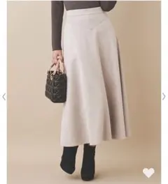 31 Sons de mode フェイクスウェードフレアスカート ベージュ