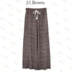 未使用 and it_ アンドイット ニットワイドパンツ ブラウン