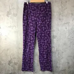 B829古着　柄パンツ　パジャマパンツ　紫　90s Y2K