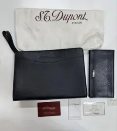 【極美品】S.T. Dupont ブラックレザー クラッチバッグ　札入れセット