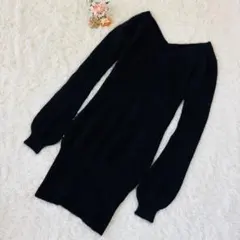 EGOIST ニットワンピース アンゴラ混 ブラック S（A71）