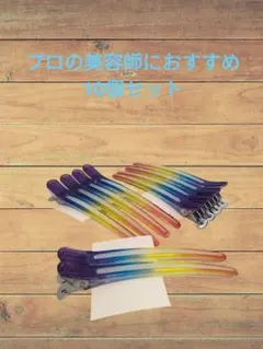 レインボー 　シリコンラバー付メロい　ヘアクリップ　10本　美容師