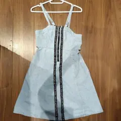 フロントジップ デニム ジャンバースカート