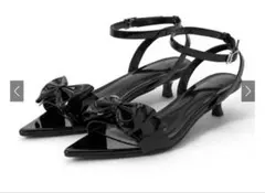 GRL リボンポインテッドトゥローヒールサンダル zr1185 ミュール