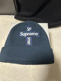 Supreme クロスロゴ ニット帽 ネイビー