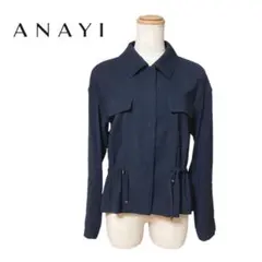 アナイ ANAYI ブルゾン ジャケット スナップボタン 38 紺 ネイビーのサムネイル