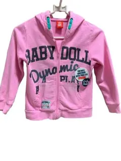 ベビードールbaby doll ピンクジップ付きパーカーポケット付き110センチ