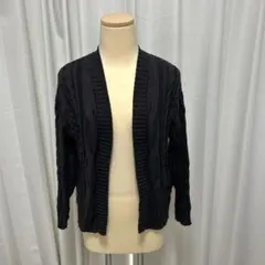 ダークグレー ケーブルニット カーディガン