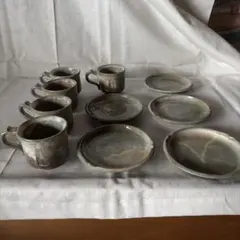 萩焼 陶器 カップ＆ソーサー 5客セット