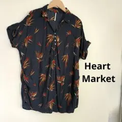 Heart Market　ボタニカル柄 半袖 チュニック ネイビー系　XLのサムネイル